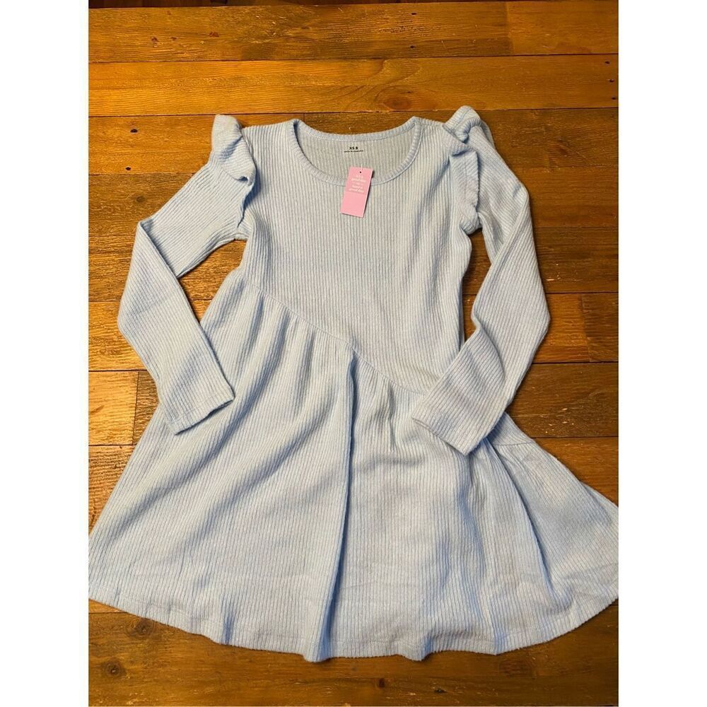 Maurices girls size XS NWT blue sweater dress ruffles